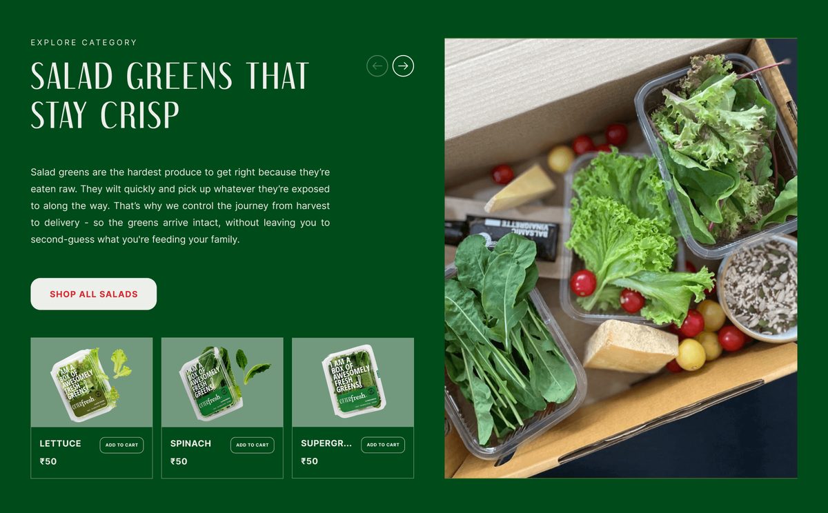 Salad greens that stay crisp