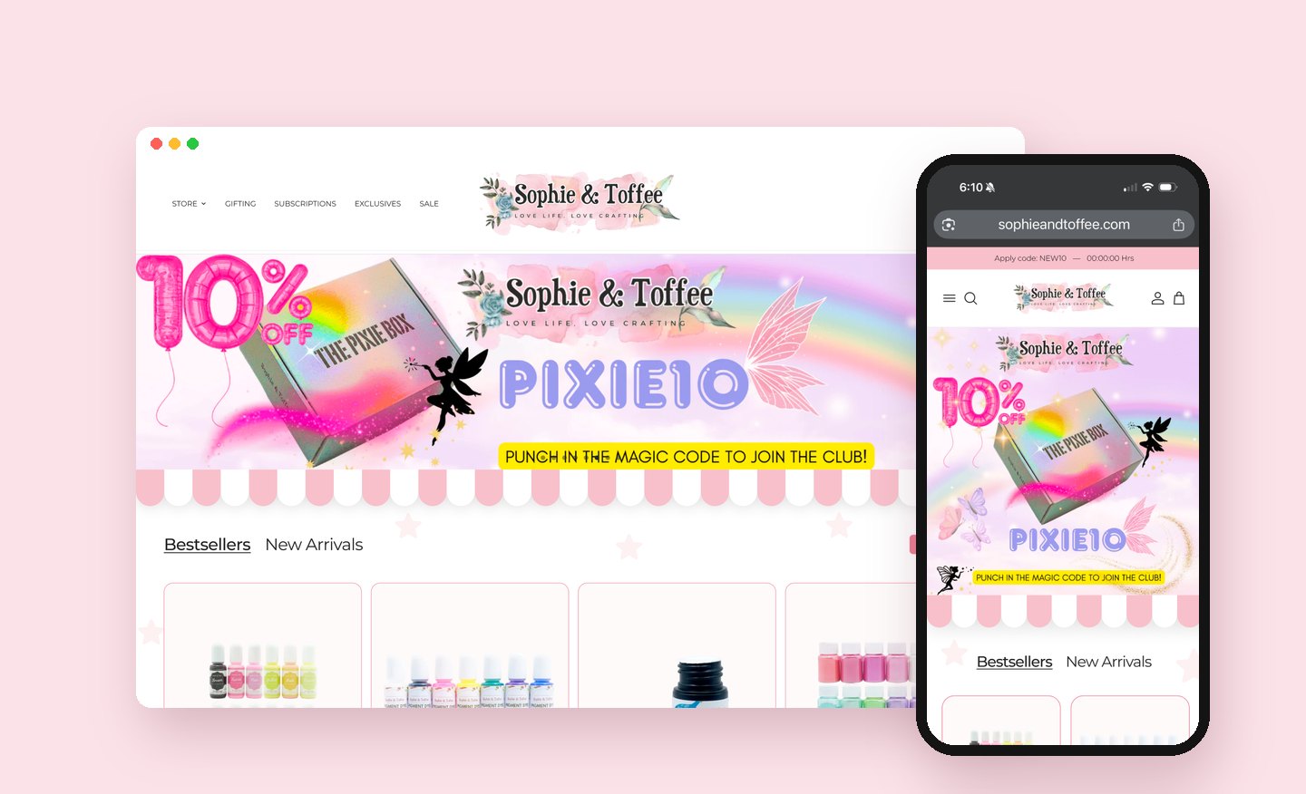 Sophie & Toffee website on desktop and phone